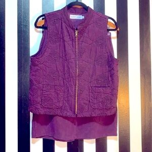 2 Pc Set Plum/Purple Vintage Pencil Skirt & Embroidered Vest Small 4/6 Woman’s